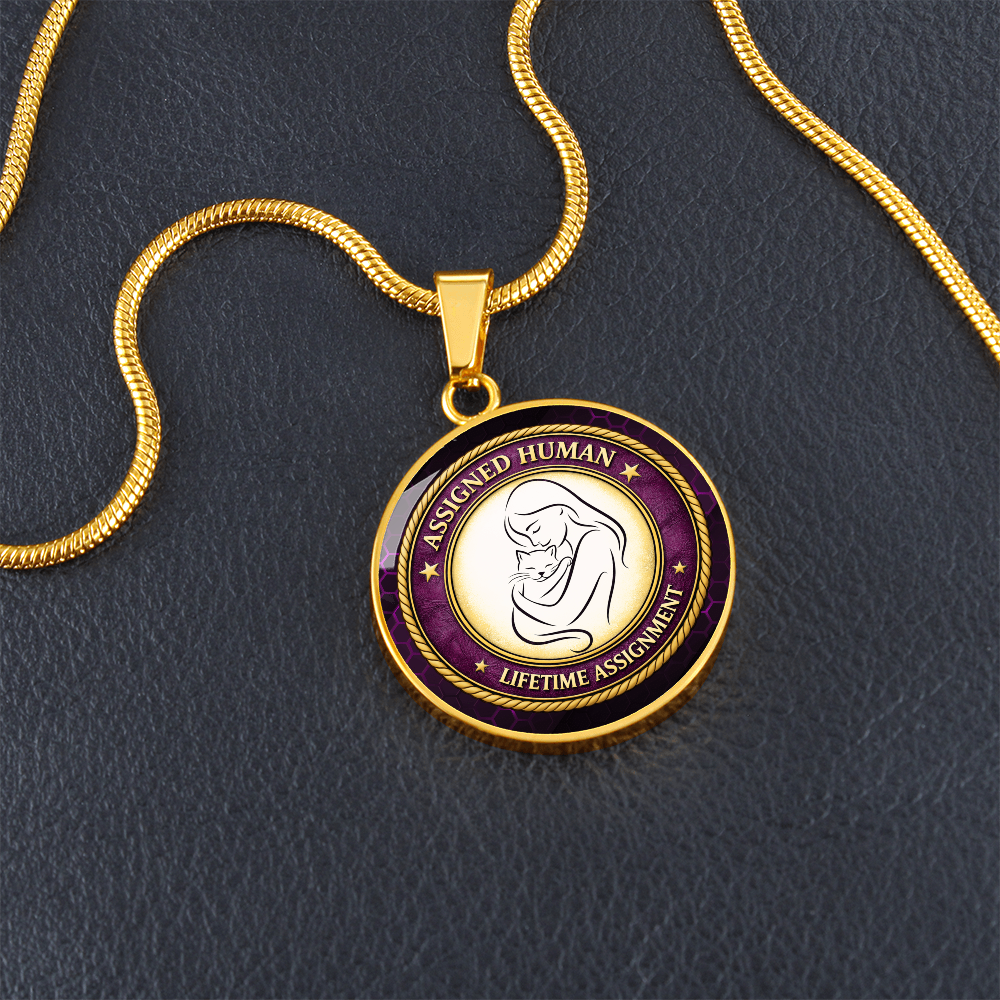 Assigned Human – Lifetime Assignment Necklace | Cat Lover Parody Pendant