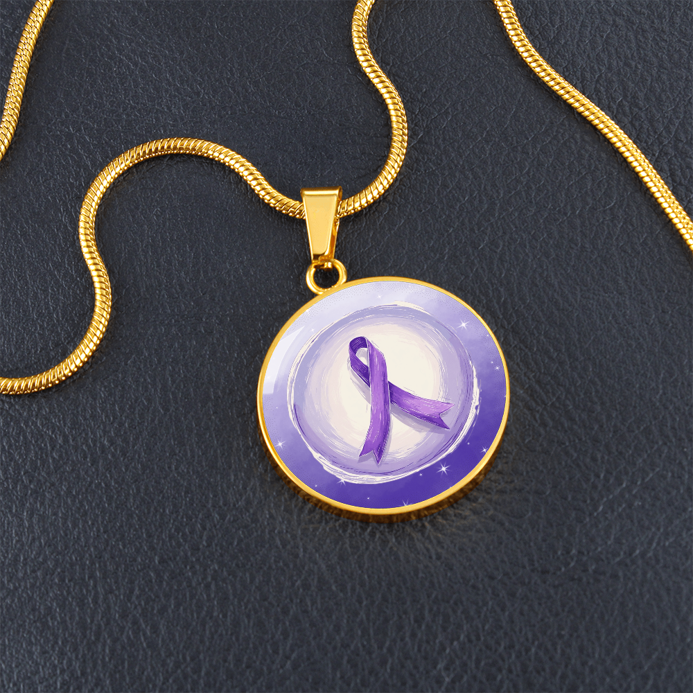 Watercolor Purple Ribbon Pendant Necklace