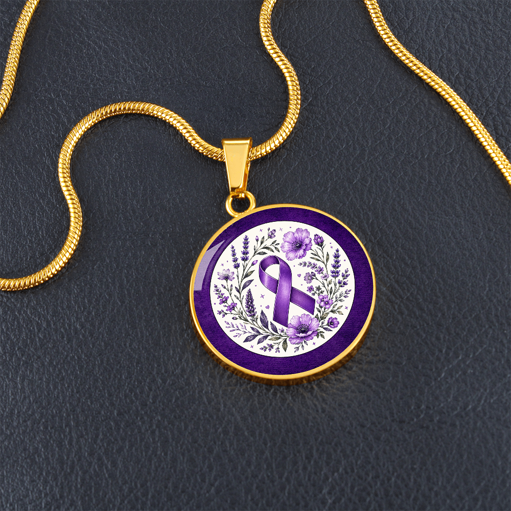 Purple Epilepsy Awareness Floral Ribbon Necklace