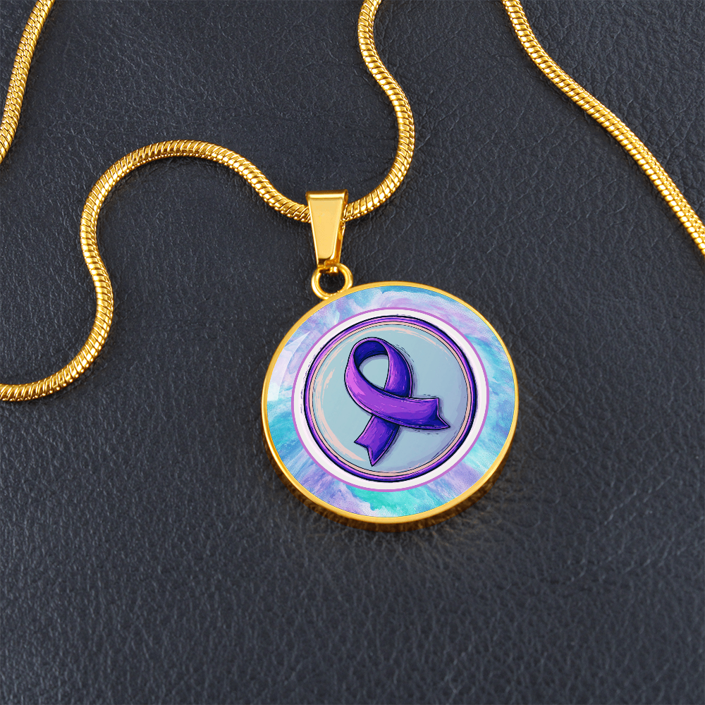 Purple Ribbon on Watercolor Necklace