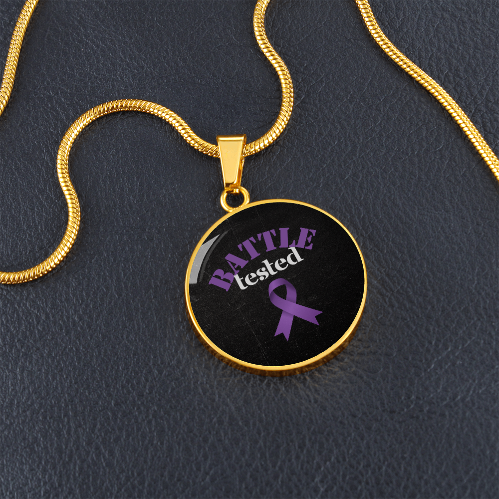 Battle Tested Epilepsy Awareness Circle Pendant Necklace