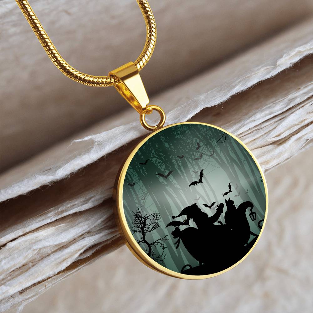Santa & Cat at Halloween Necklace