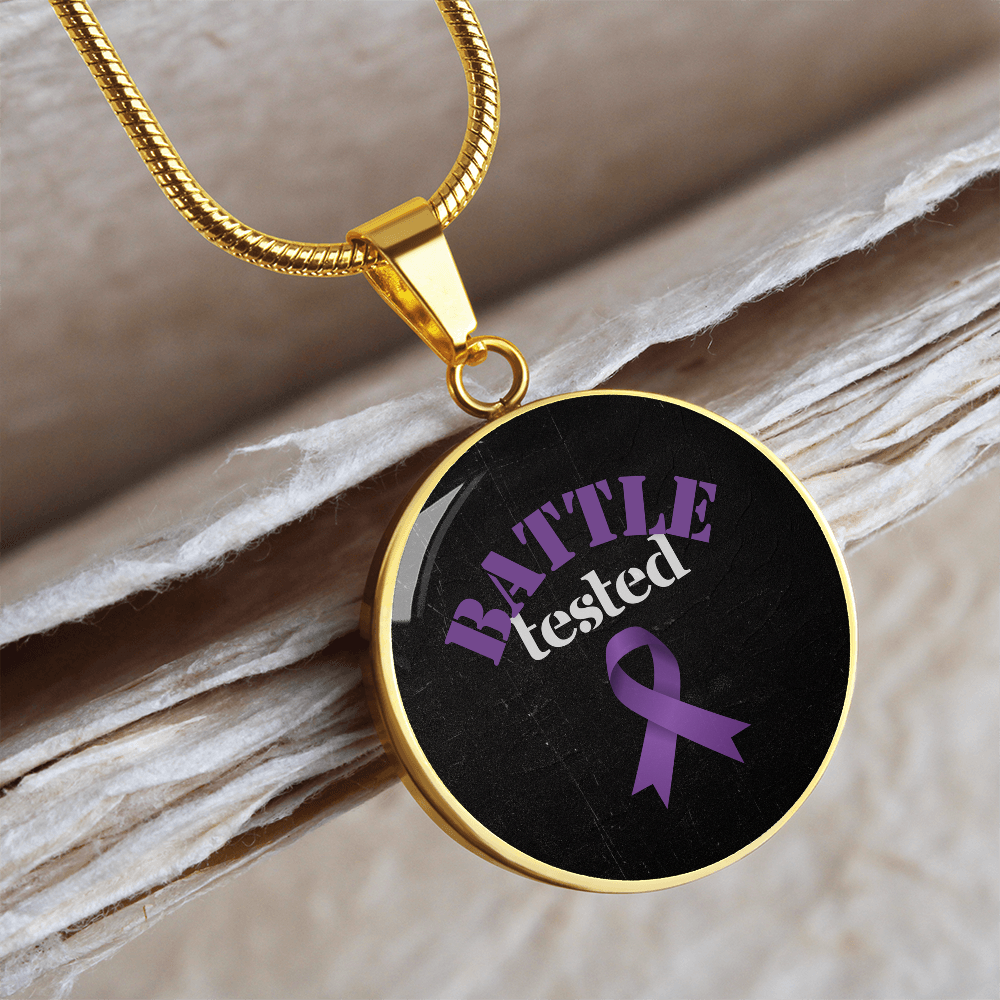 Battle Tested Epilepsy Awareness Circle Pendant Necklace