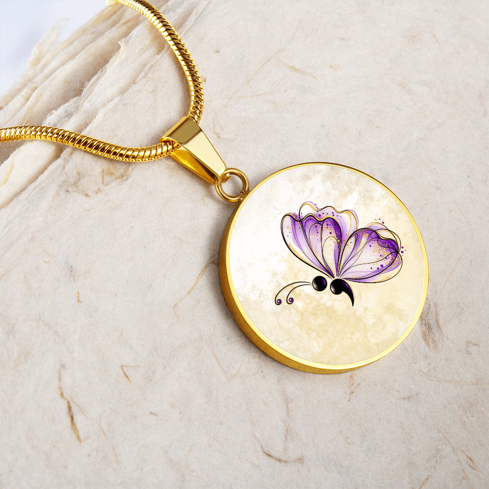 Semicolon Butterfly Necklace – Suicide Prevention Awareness & Hope Pendant