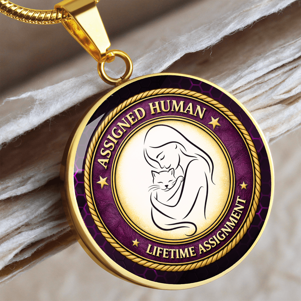 Assigned Human – Lifetime Assignment Necklace | Cat Lover Parody Pendant