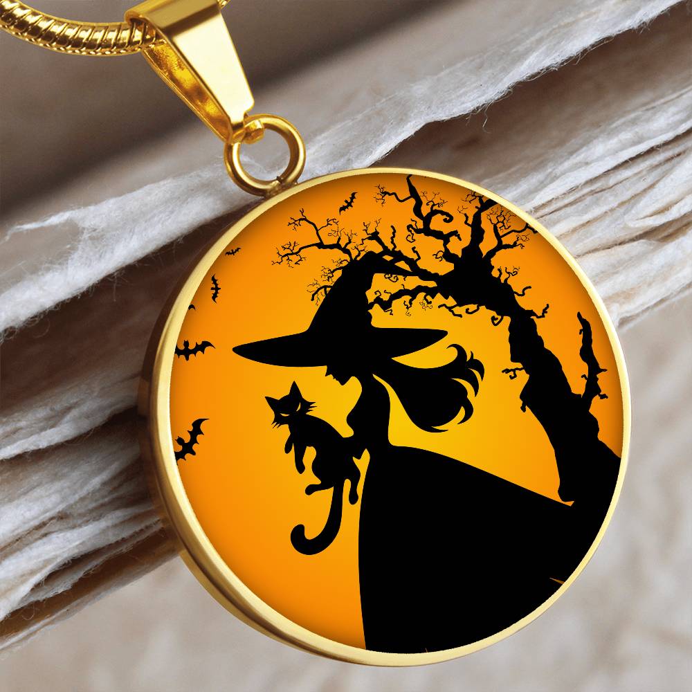 Photo depicting the ​Halloween Cat Lady Life Necklace from EpiAl's Shop.
