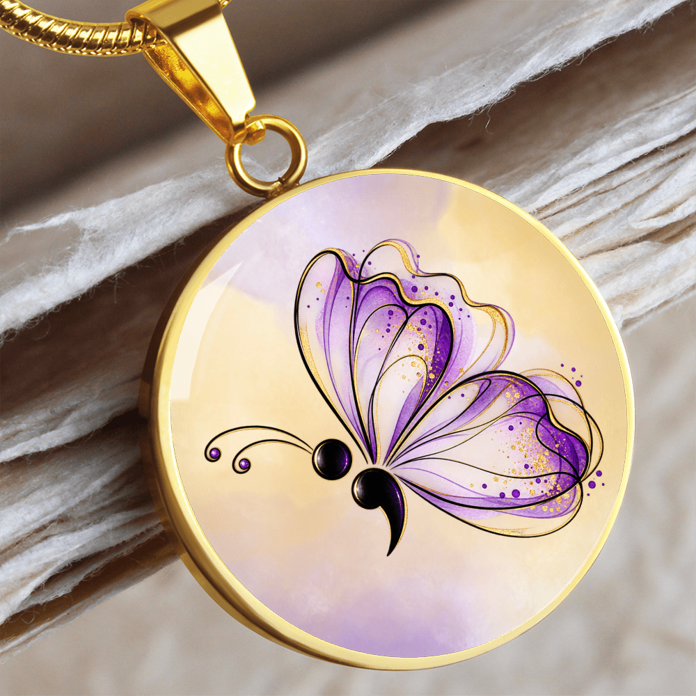 Your Story Isn't Over Semicolon Butterfly Necklace | Suicide Prevention Awareness Jewelry