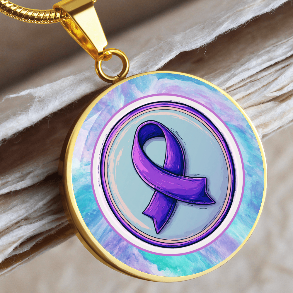 Purple Ribbon on Watercolor Necklace