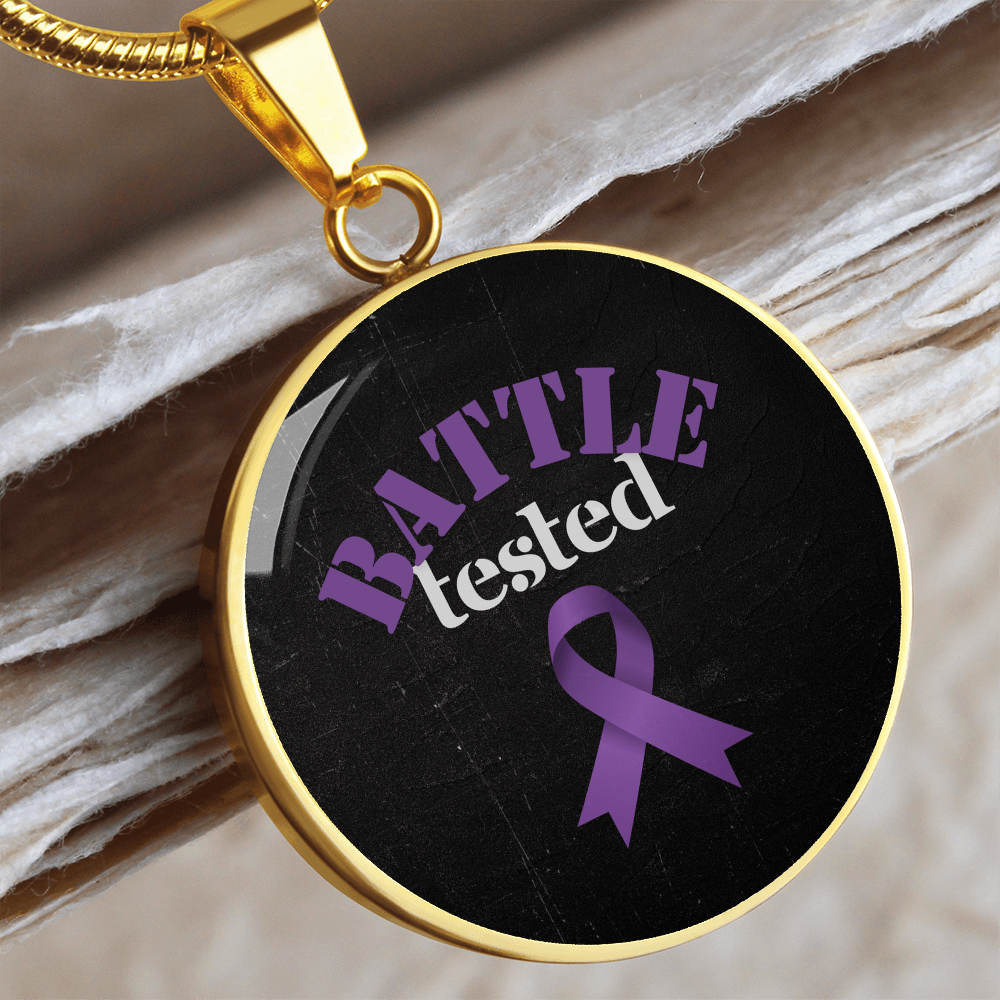 Battle Tested Epilepsy Awareness Circle Pendant Necklace