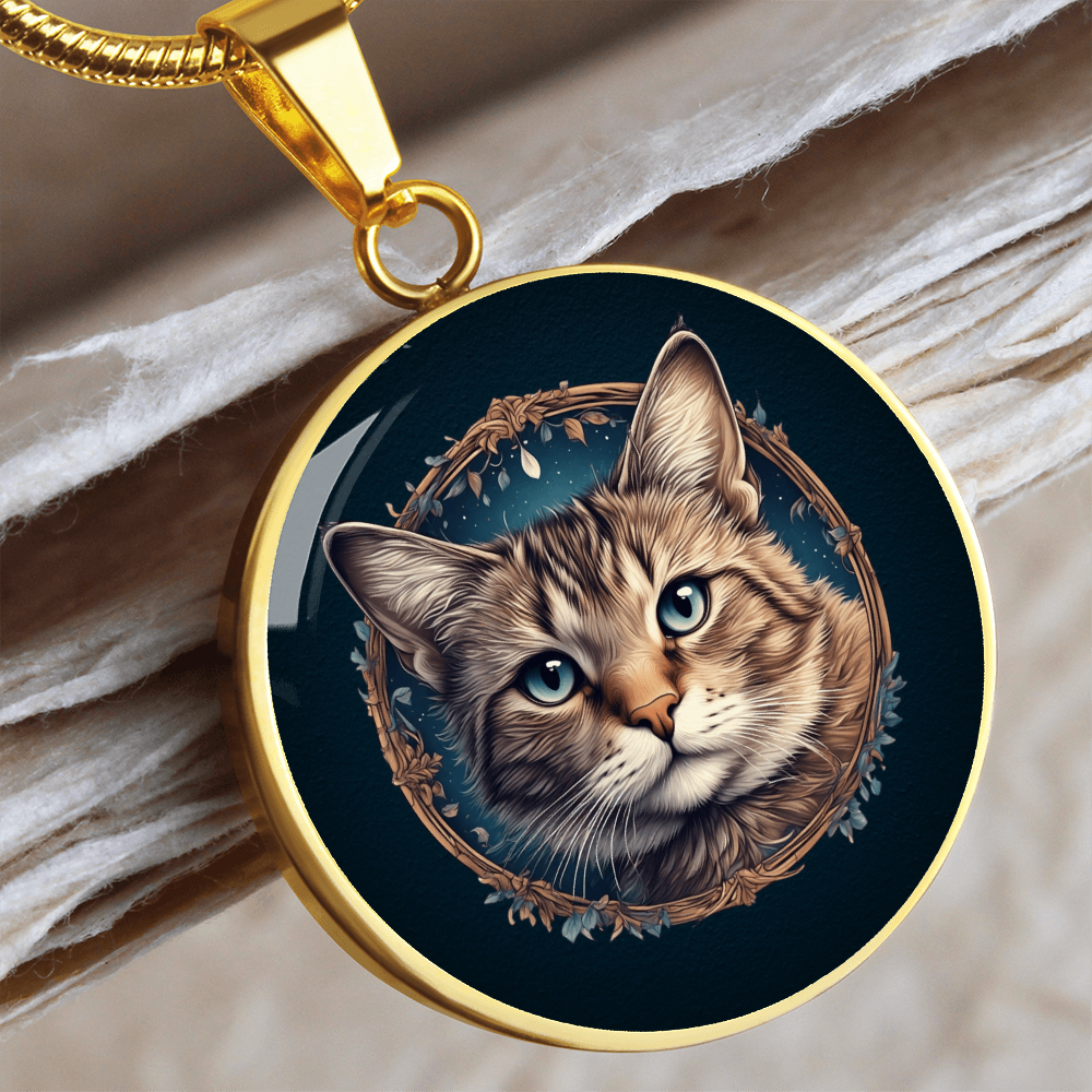 Blue Eyed Kitty Small Pendant Necklace