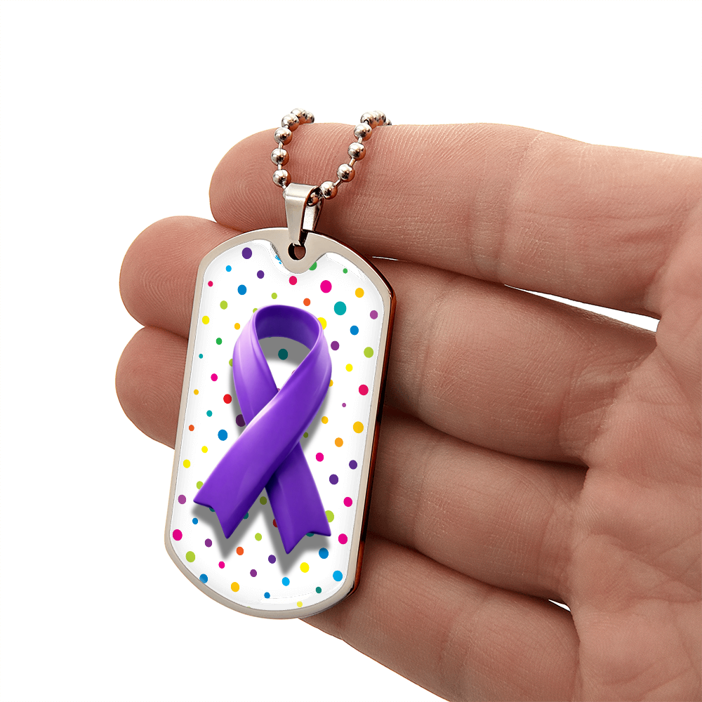 Bubble Ribbon on Polka Dots Epilepsy Awareness Necklace