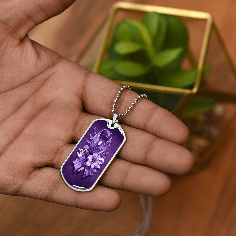 Flowery Purple Ribbon Pendant Necklace