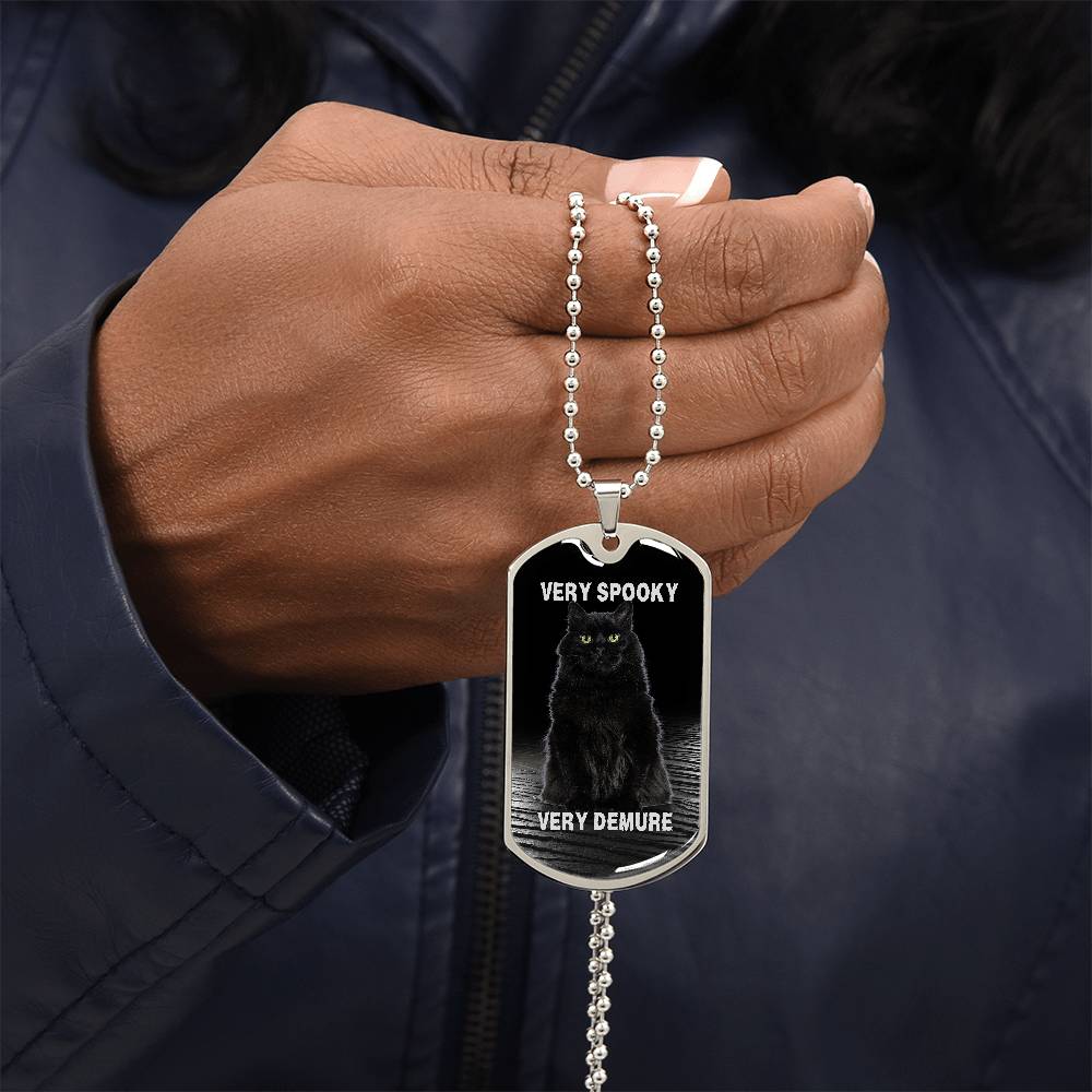 Photo depicting the ​Spooky Demure Black Cat Necklace from EpiAl's Shop.