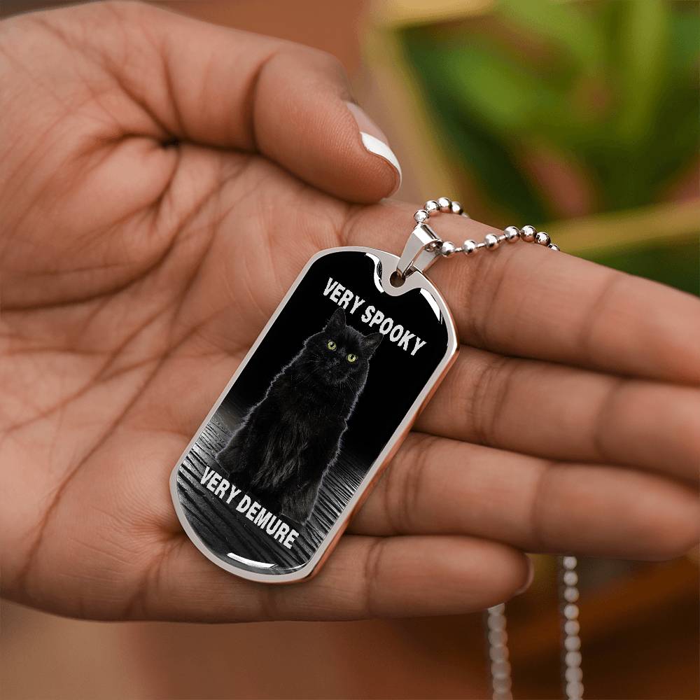 Photo depicting the ​Spooky Demure Black Cat Necklace from EpiAl's Shop.