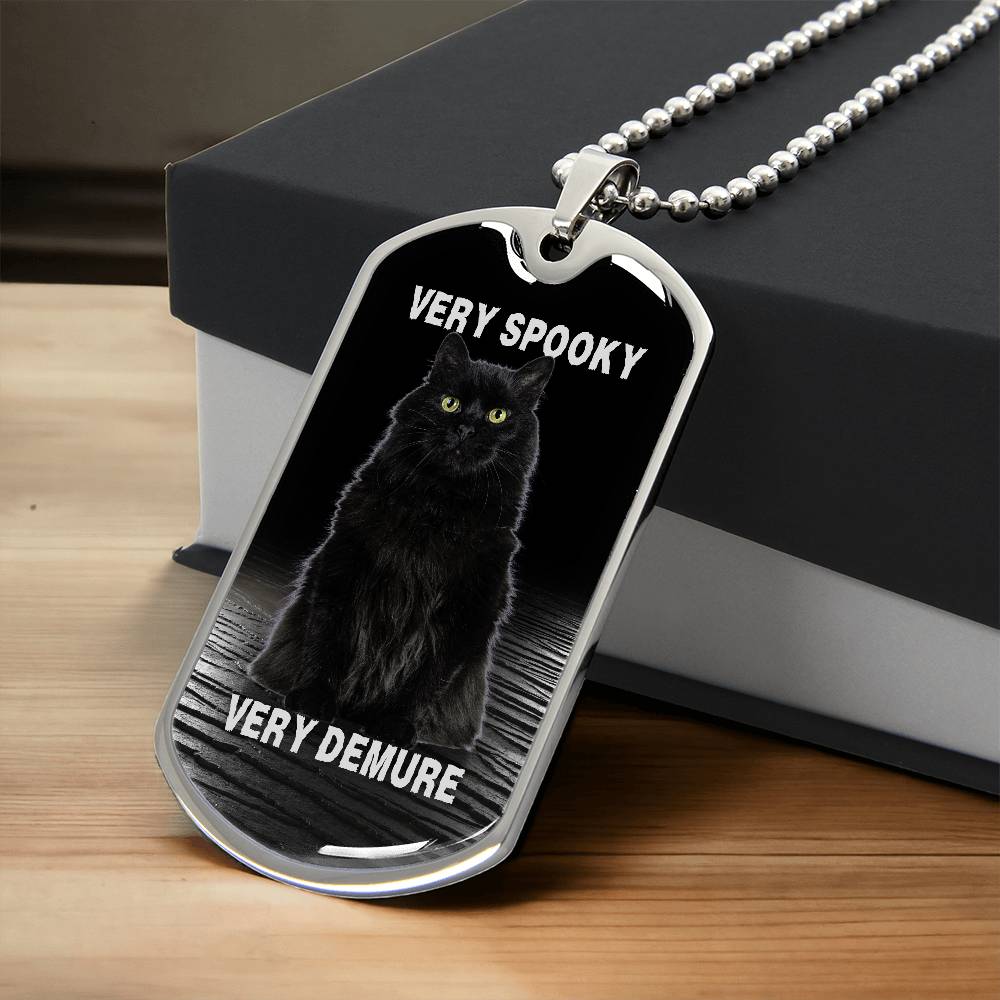 Photo depicting the ​Spooky Demure Black Cat Necklace from EpiAl's Shop.