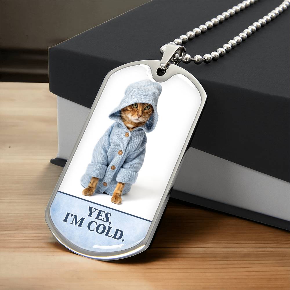 Photo depicting the ​Yes I'm Cold Necklace from EpiAl's Shop.