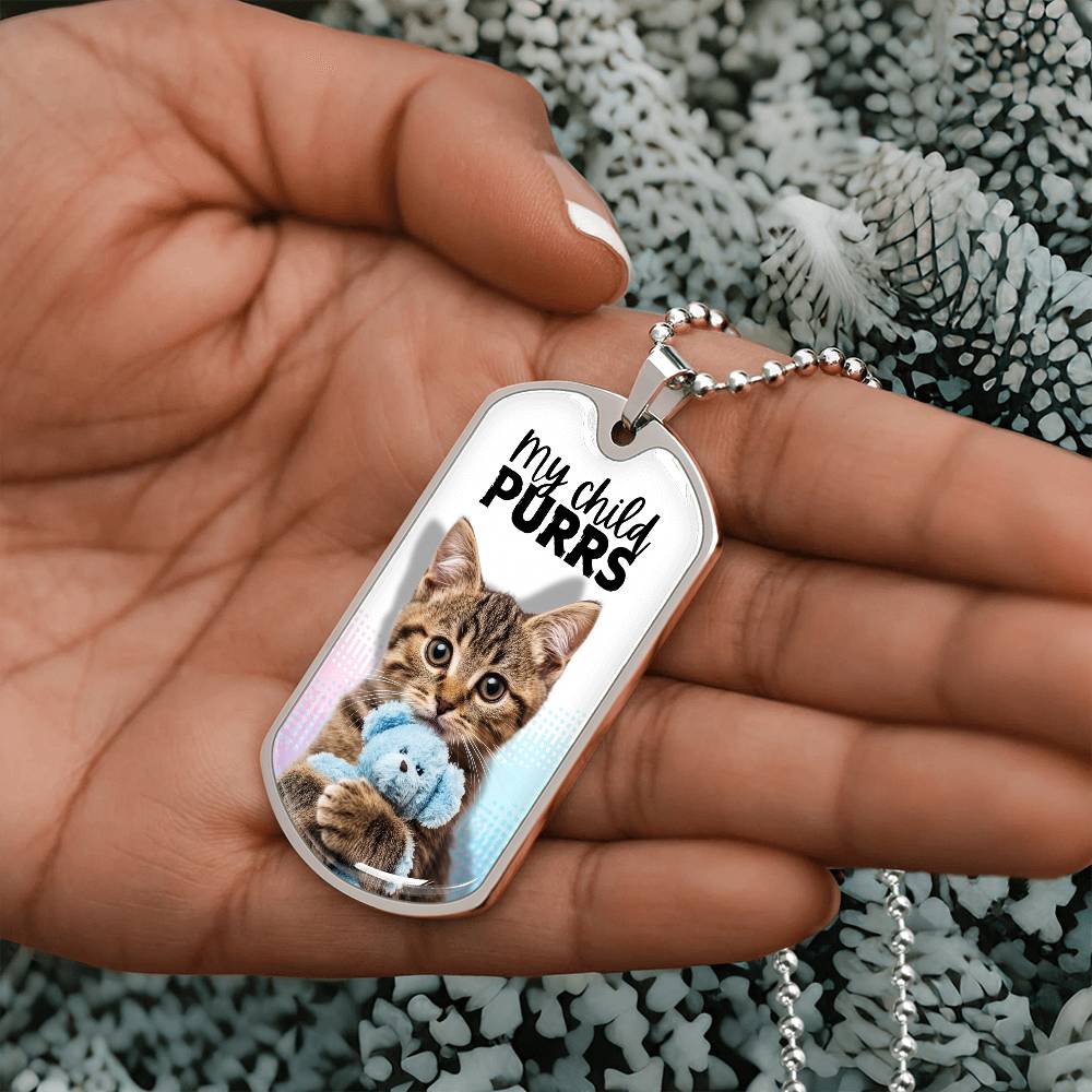 Photo depicting the ​My Child Purrs Necklace from EpiAl's Shop.