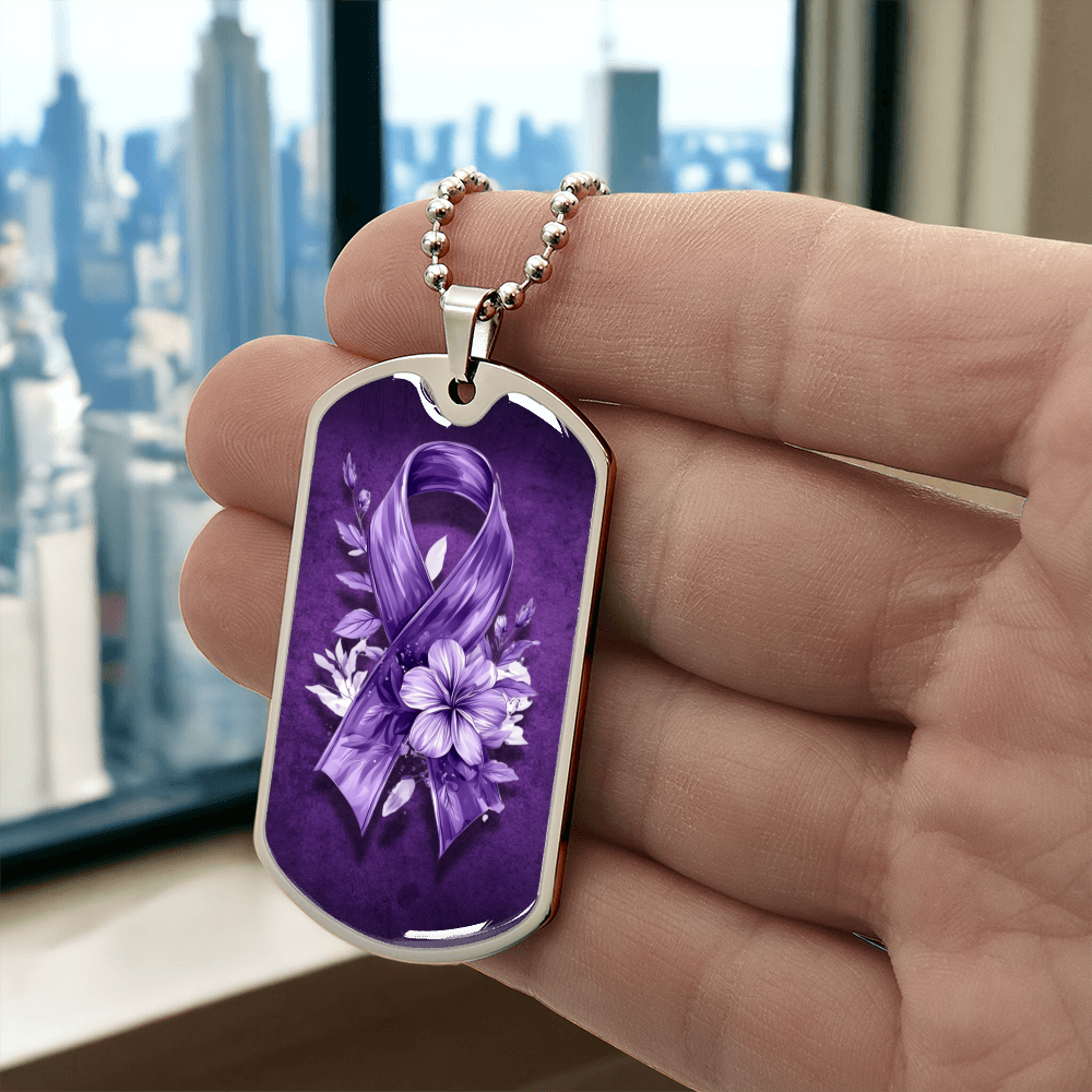 Flowery Purple Ribbon Pendant Necklace