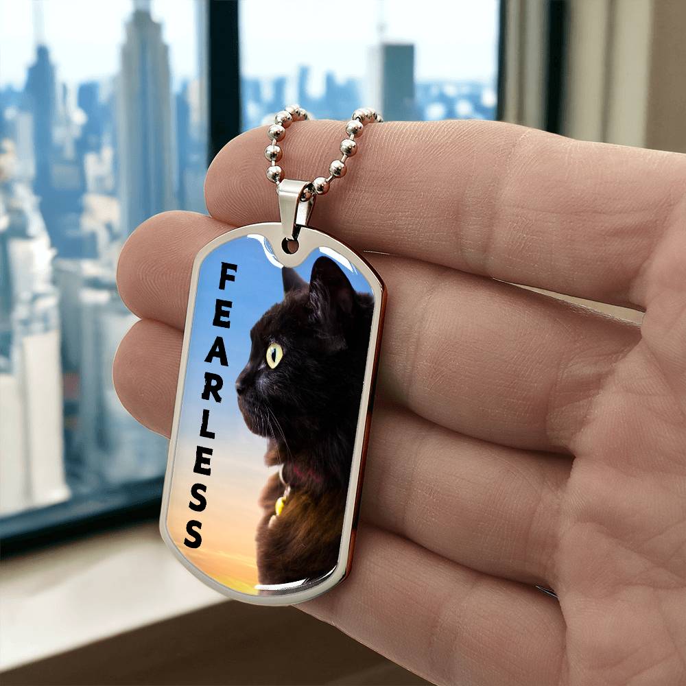 Photo depicting the ​Fearless Necklace from EpiAl's Shop.