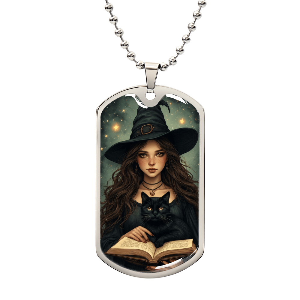 Spellbinding Witch with Black Cat Necklace
