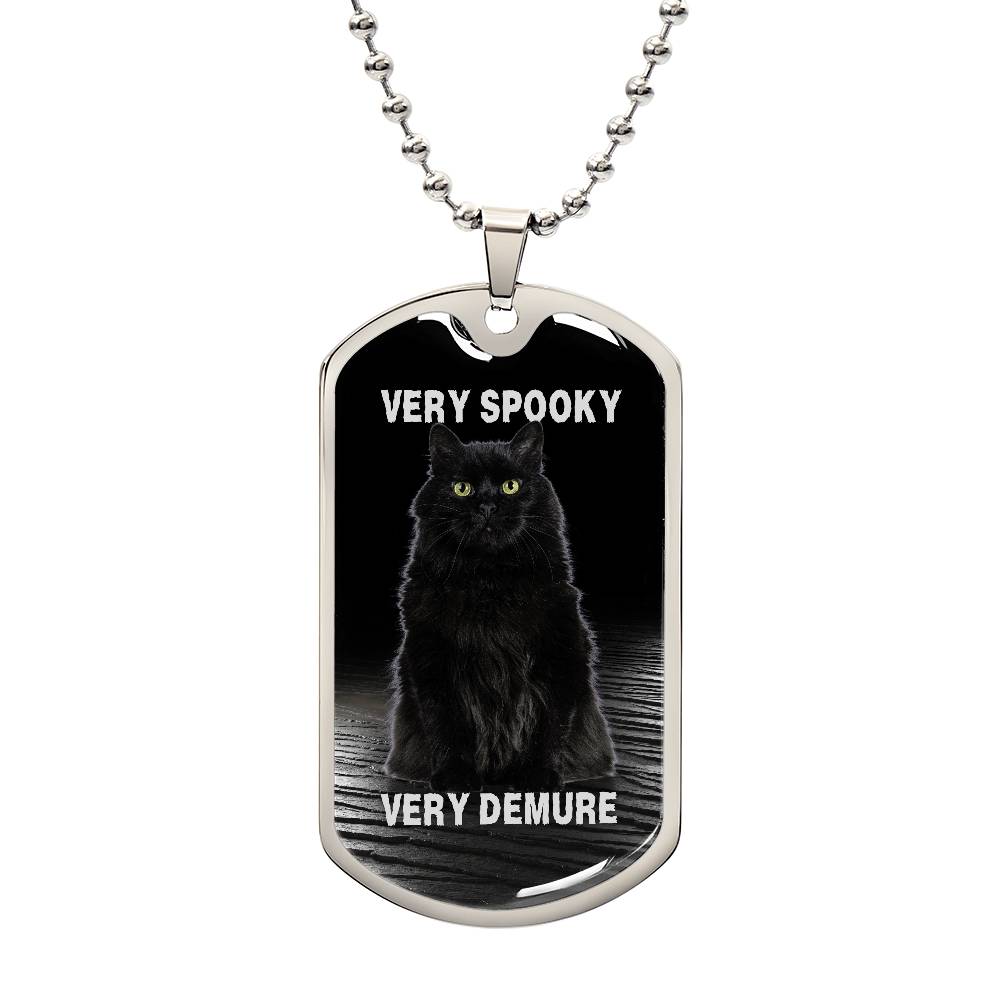 Photo depicting the ​Spooky Demure Black Cat Necklace from EpiAl's Shop.