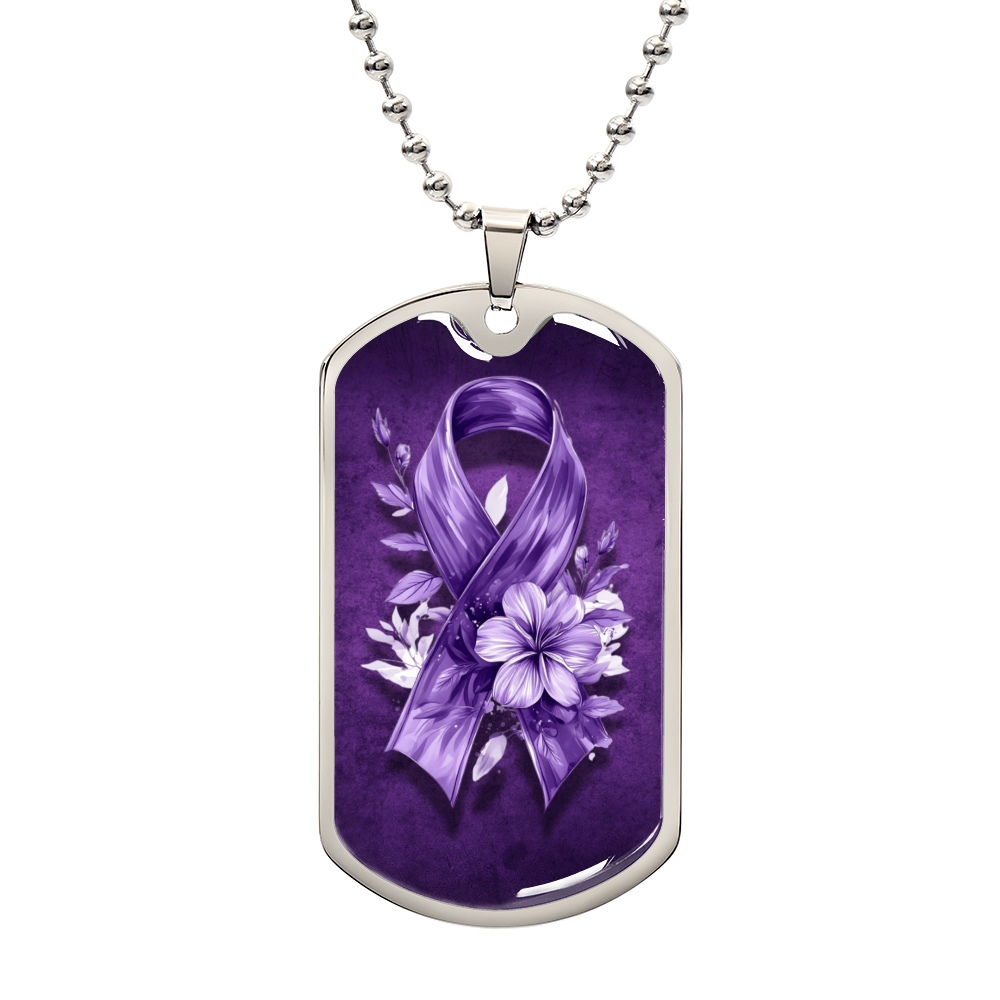 Flowery Purple Ribbon Pendant Necklace