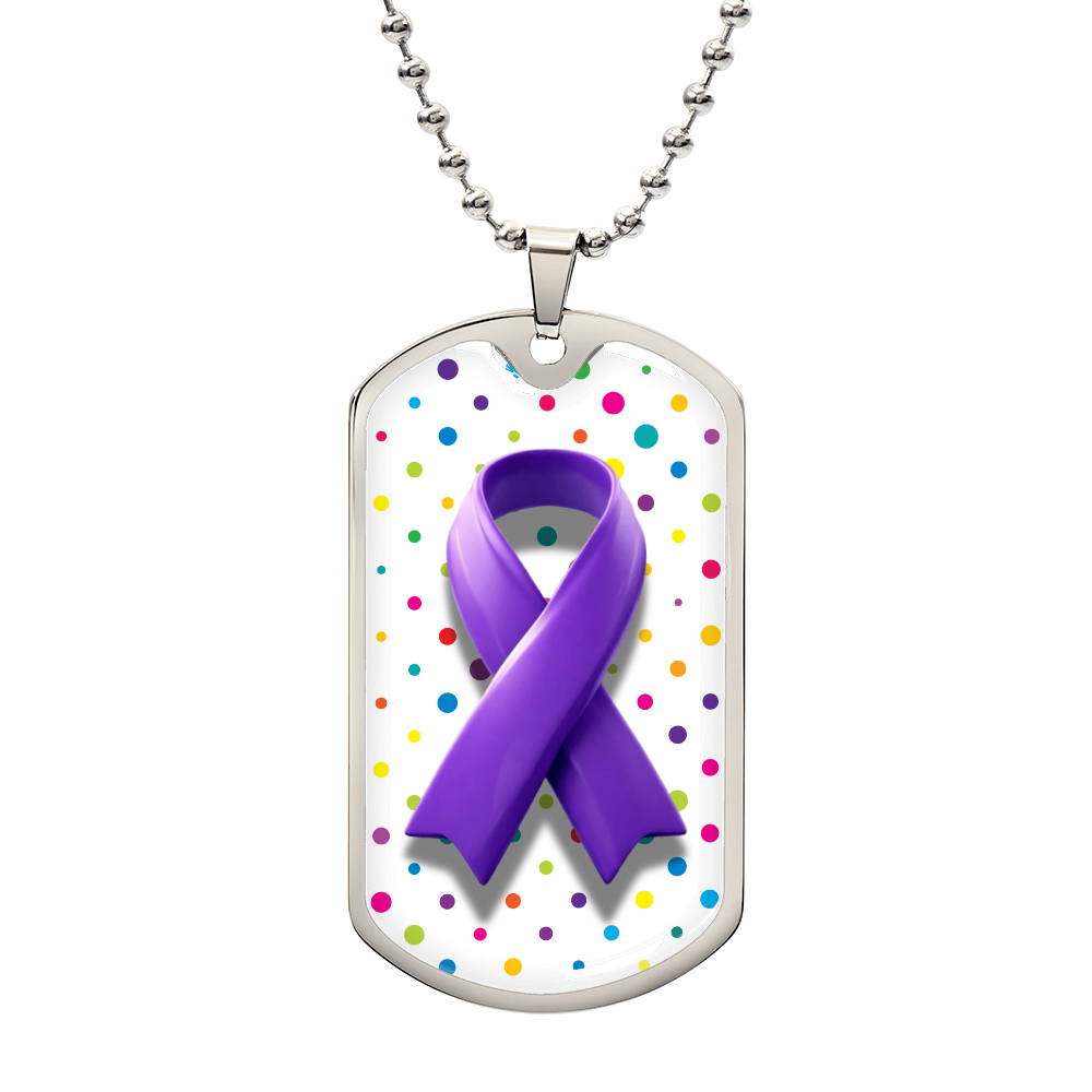 Bubble Ribbon on Polka Dots Epilepsy Awareness Necklace