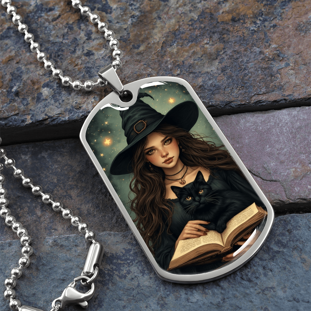 Spellbinding Witch with Black Cat Necklace