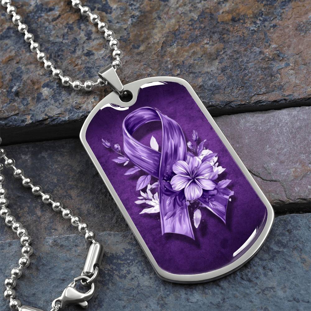 Flowery Purple Ribbon Pendant Necklace