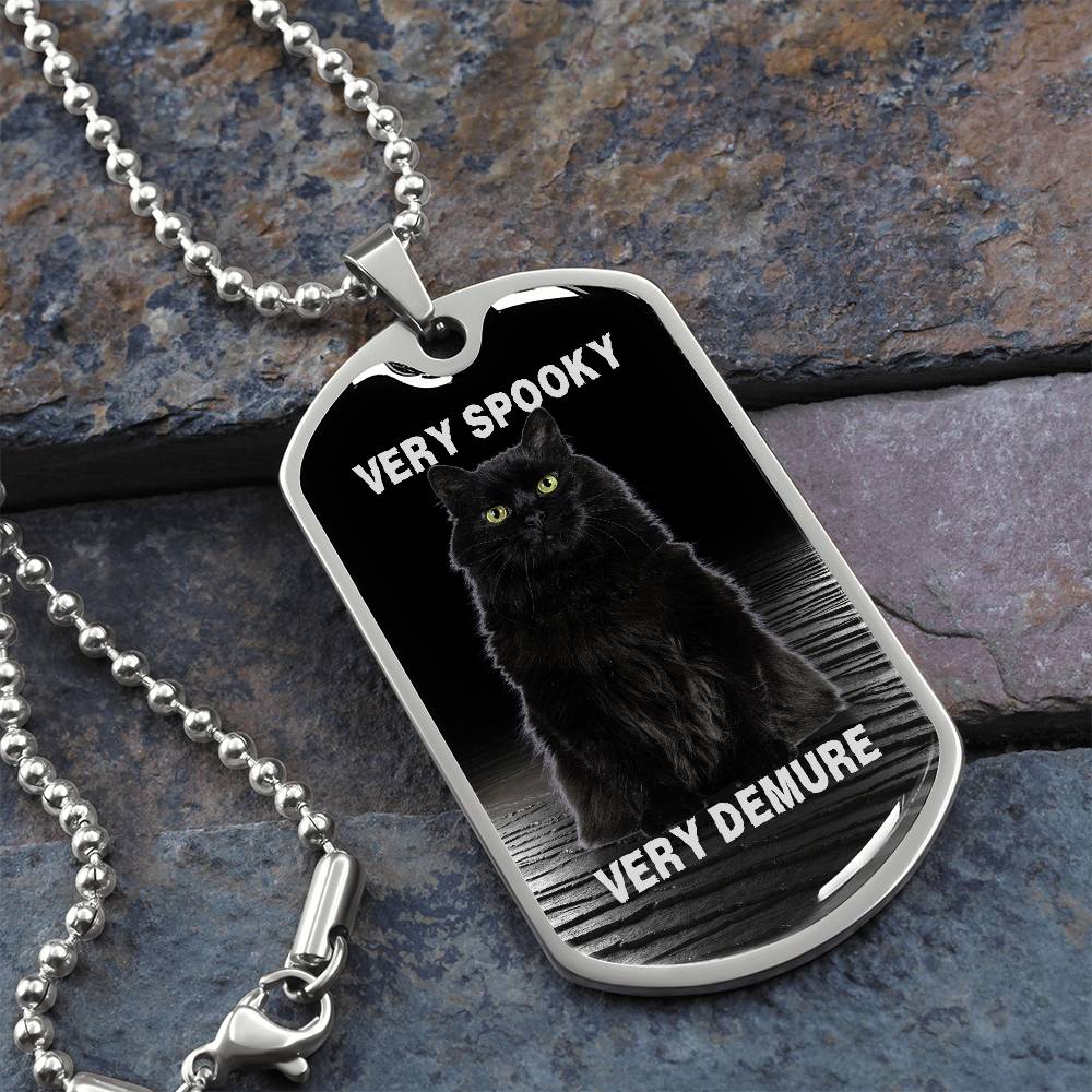 Photo depicting the ​Spooky Demure Black Cat Necklace from EpiAl's Shop.
