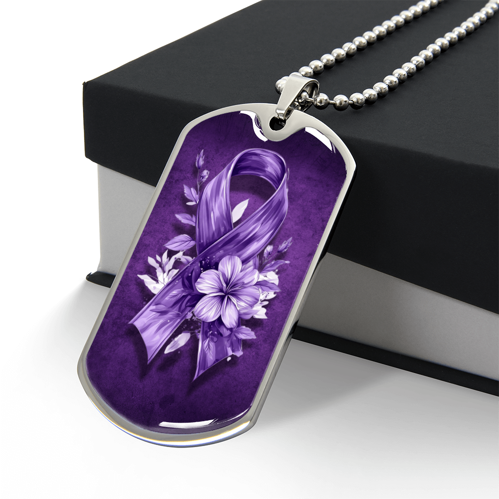 Flowery Purple Ribbon Pendant Necklace