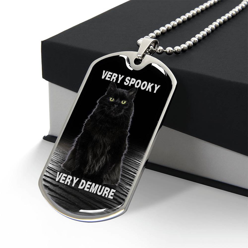 Photo depicting the ​Spooky Demure Black Cat Necklace from EpiAl's Shop.