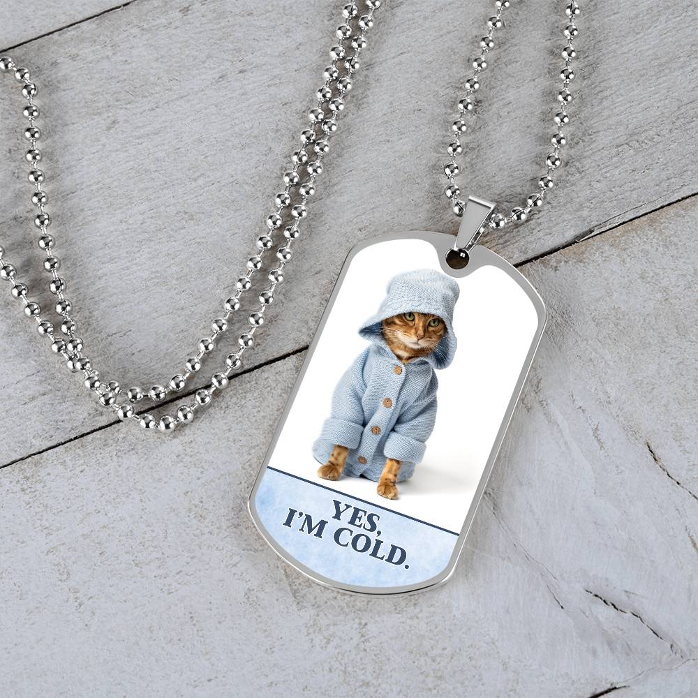 Photo depicting the ​Yes I'm Cold Necklace from EpiAl's Shop.