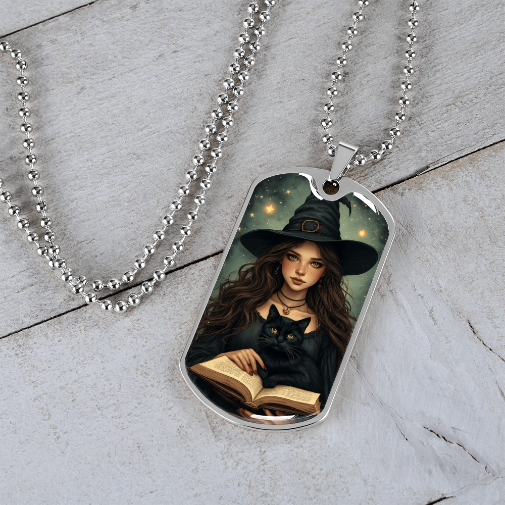 Spellbinding Witch with Black Cat Necklace