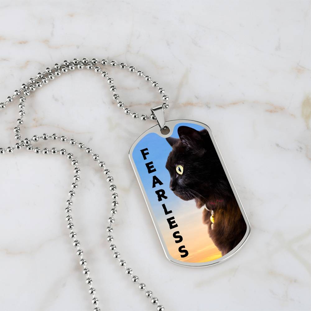 Photo depicting the ​Fearless Necklace from EpiAl's Shop.