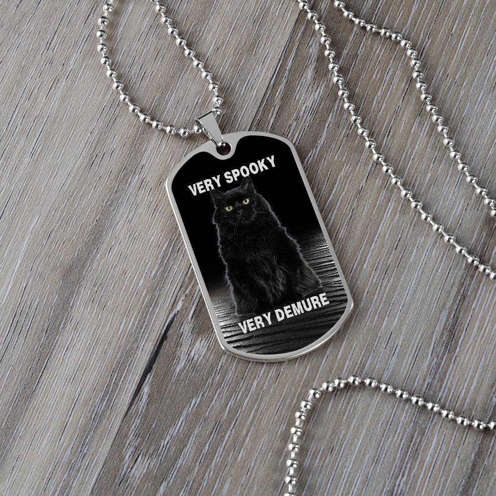 Photo depicting the ​Spooky Demure Black Cat Necklace from EpiAl's Shop.