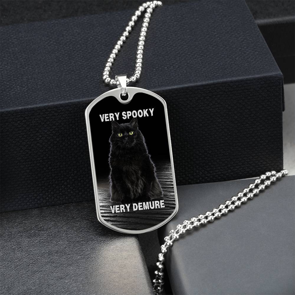 Photo depicting the ​Spooky Demure Black Cat Necklace from EpiAl's Shop.