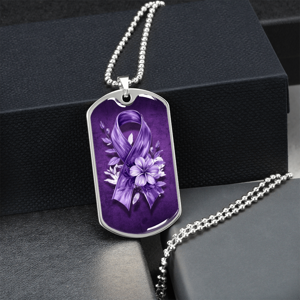 Flowery Purple Ribbon Pendant Necklace