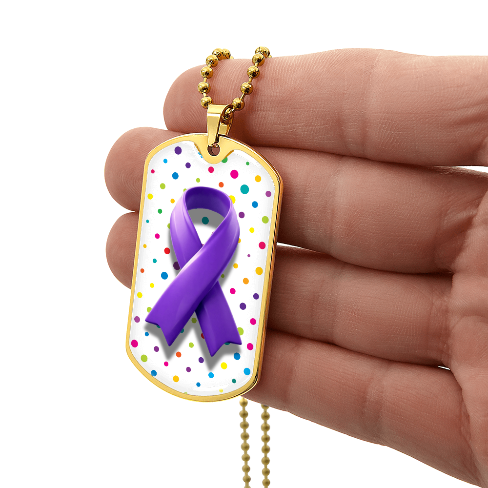 Bubble Ribbon on Polka Dots Epilepsy Awareness Necklace