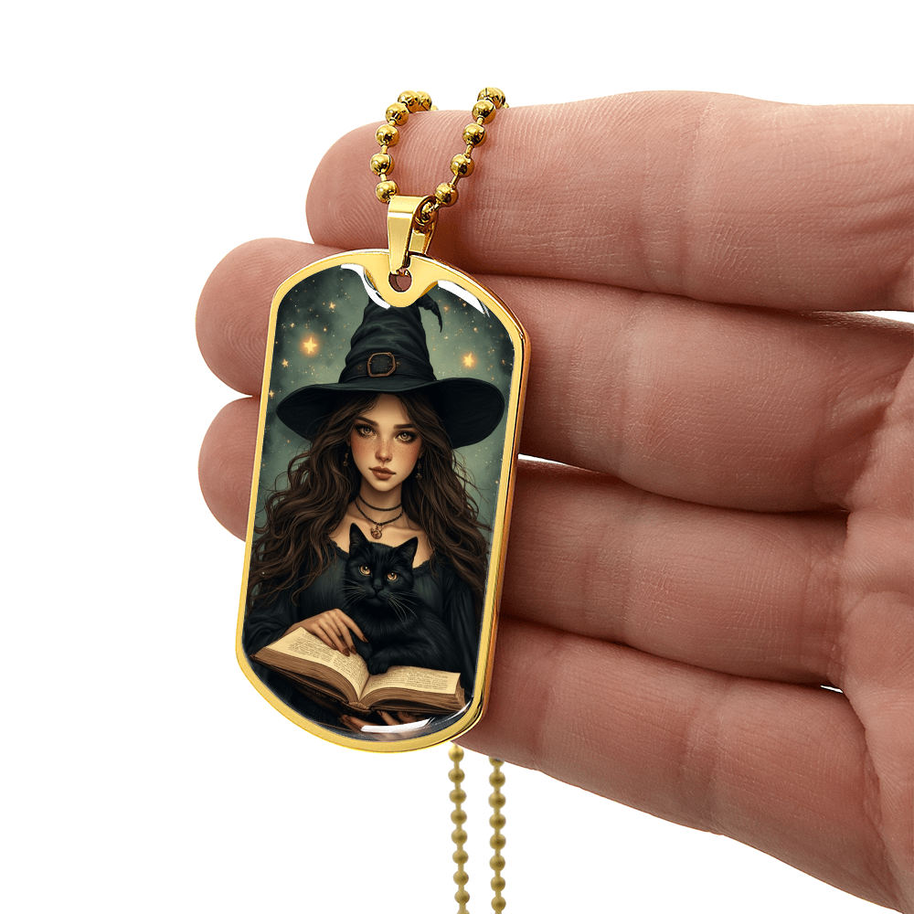Spellbinding Witch with Black Cat Necklace