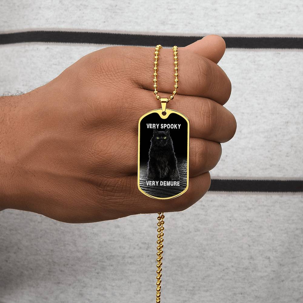 Photo depicting the ​Spooky Demure Black Cat Necklace from EpiAl's Shop.