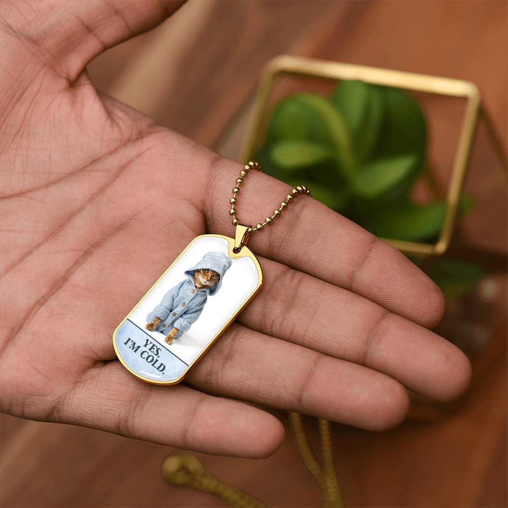 Photo depicting the ​Yes I'm Cold Necklace from EpiAl's Shop.