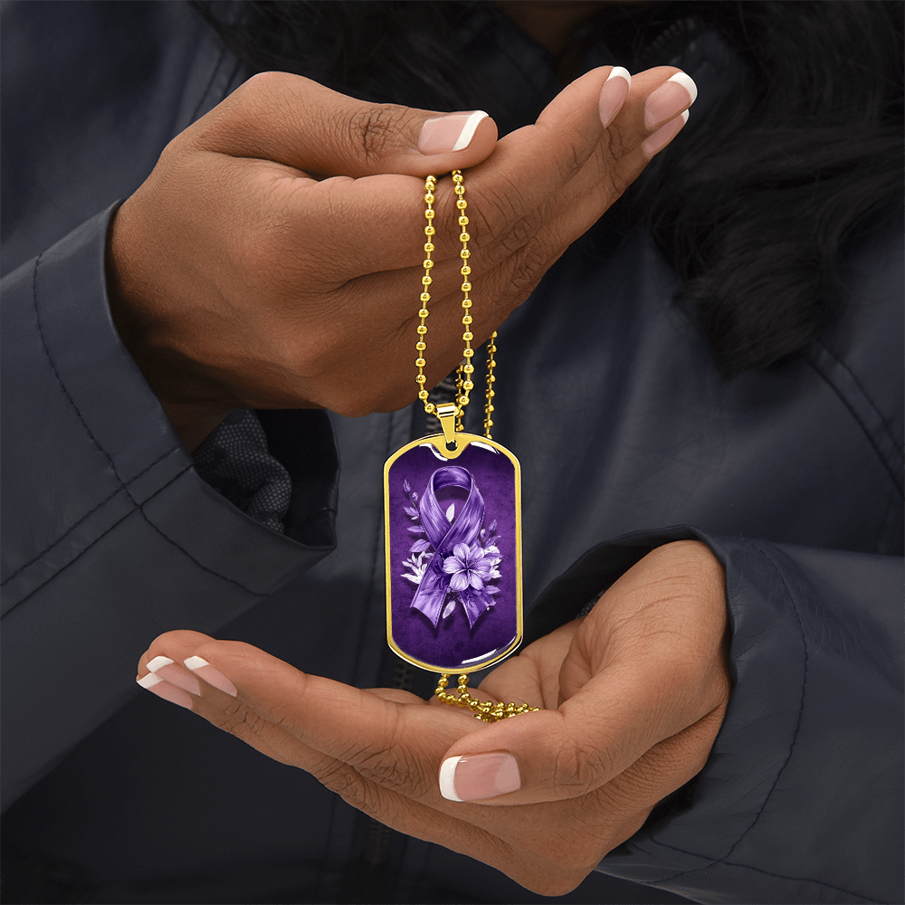 Flowery Purple Ribbon Pendant Necklace
