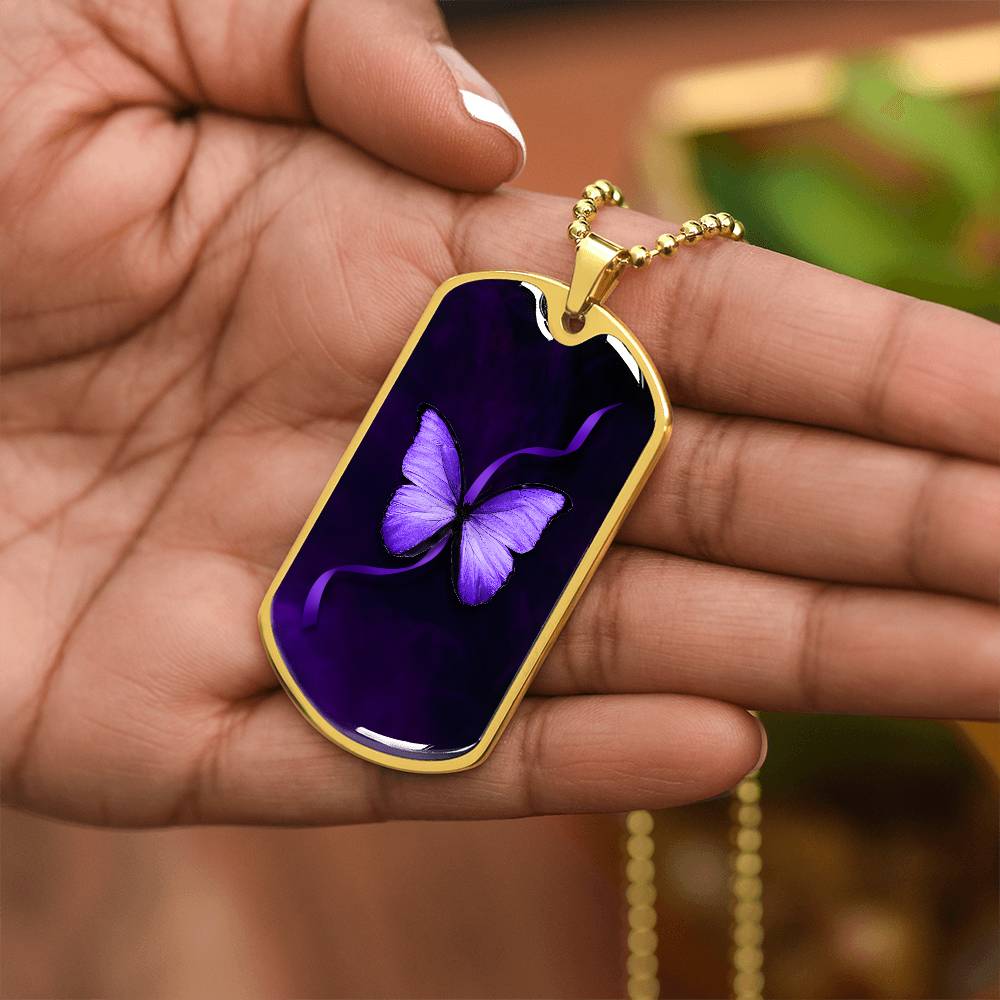 Purple Seizure Awareness Butterfly Necklace - Jewelry - Epileptic Al’s Shop