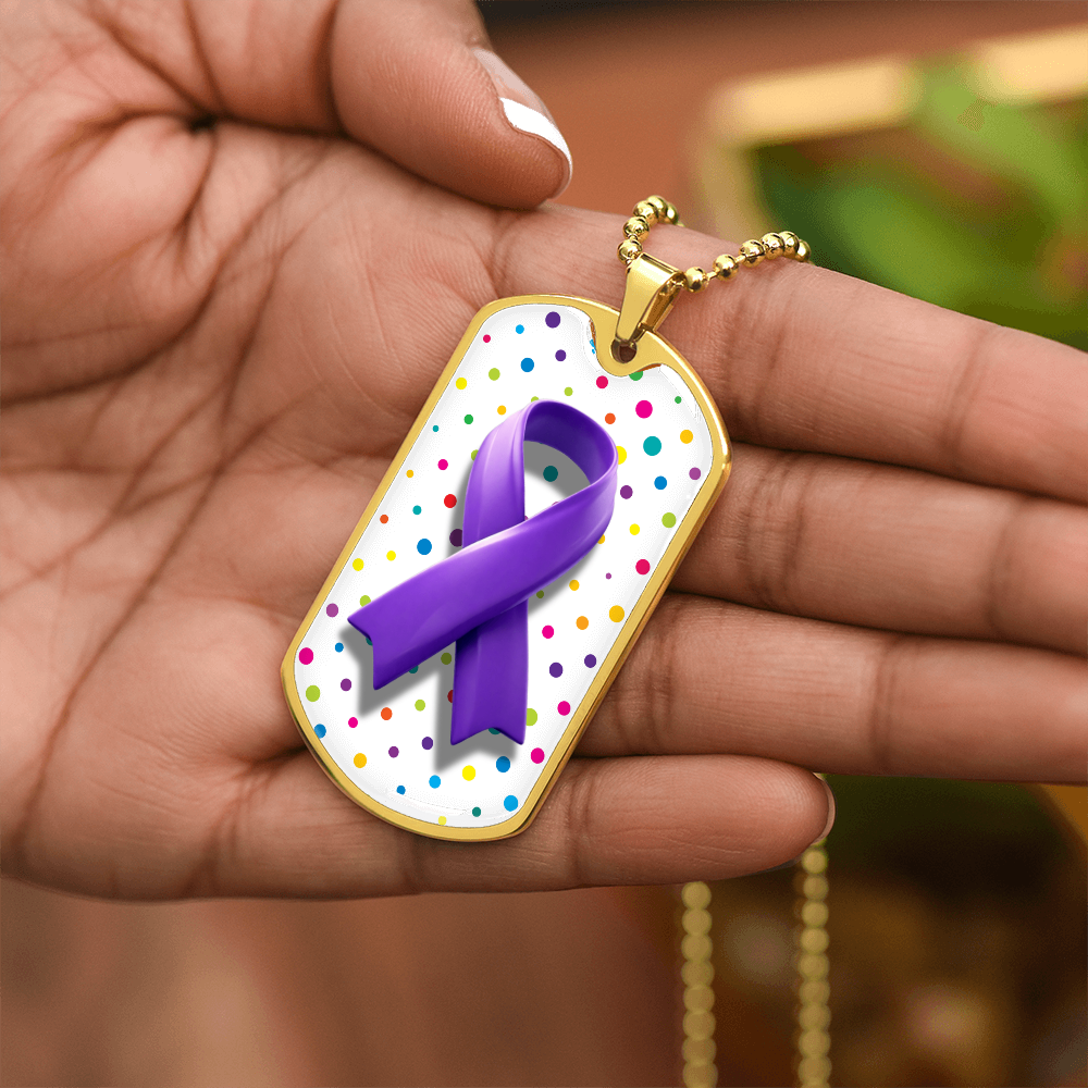 Bubble Ribbon on Polka Dots Epilepsy Awareness Necklace