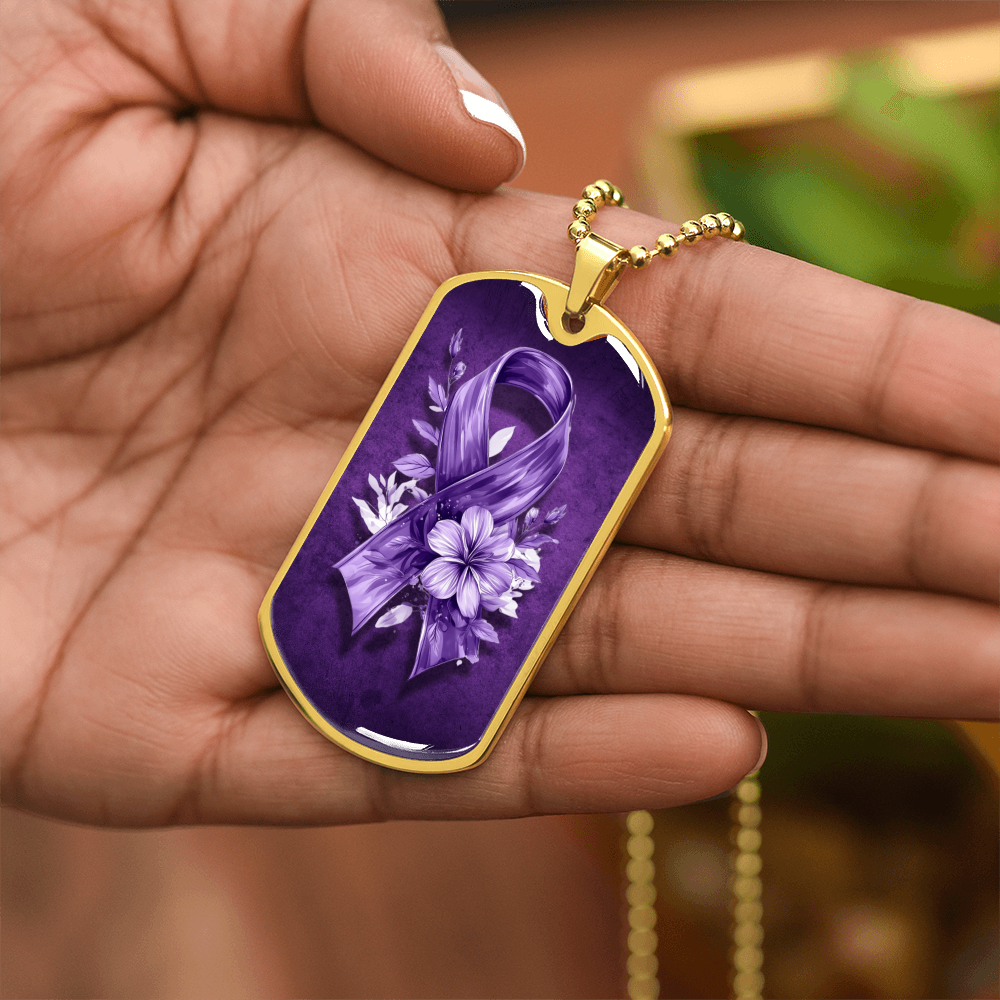 Flowery Purple Ribbon Pendant Necklace