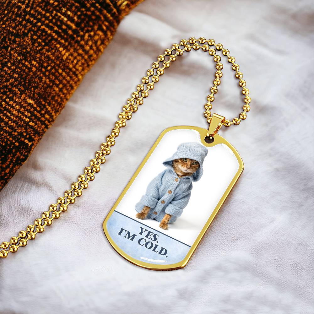 Photo depicting the ​Yes I'm Cold Necklace from EpiAl's Shop.