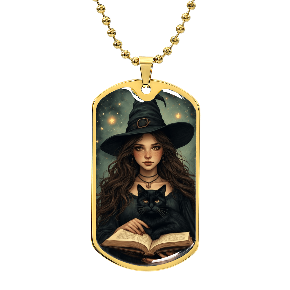 Spellbinding Witch with Black Cat Necklace
