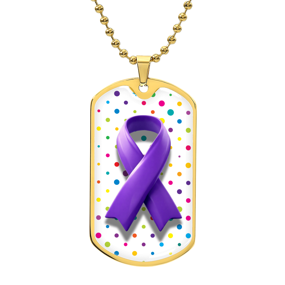 Bubble Ribbon on Polka Dots Epilepsy Awareness Necklace