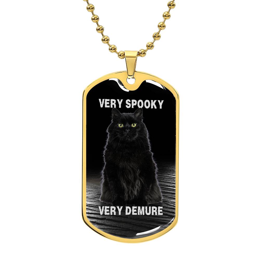 Photo depicting the ​Spooky Demure Black Cat Necklace from EpiAl's Shop.